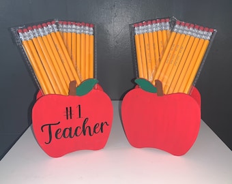 Teacher Apple Pencil Holder | Teacher Classroom Decor | #1 Teacher Teacher Gift | Pencil Holder | Desk Organizer Organization