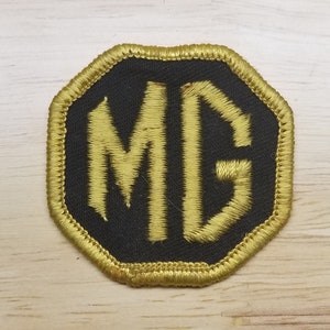 MG Racing Car Patch, Vintage Embroidered (Green & Gold)