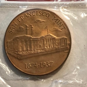 Vintage 1970's Original San Francisco Mint Bronze Coin