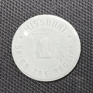 1930s Missouri Sales Tax Receipt Token One Cent, Vintage Token.  Copper Sales Tax Token