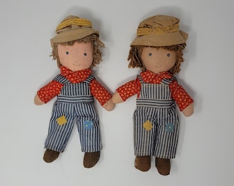 1970s Robby Hobby, Holly Hobbie Knickerboker (2 Dolls) - Original Vintage Rag Doll