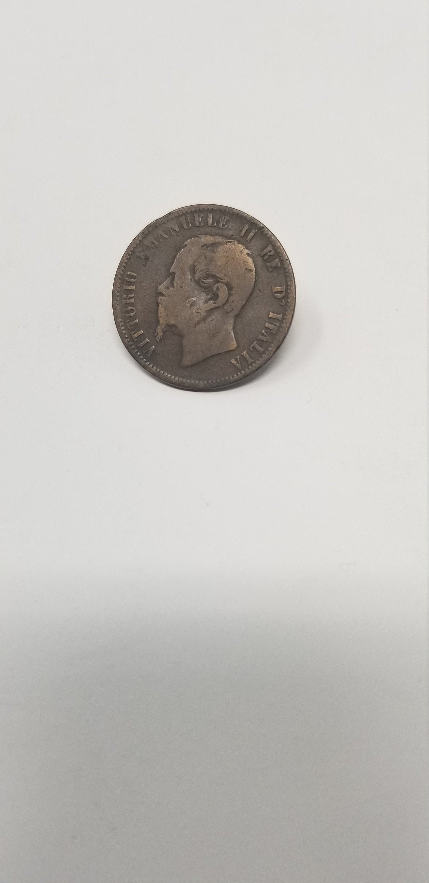 1866 Northern Italy Coin, 10 Centesimi Vittorio Emanuele II