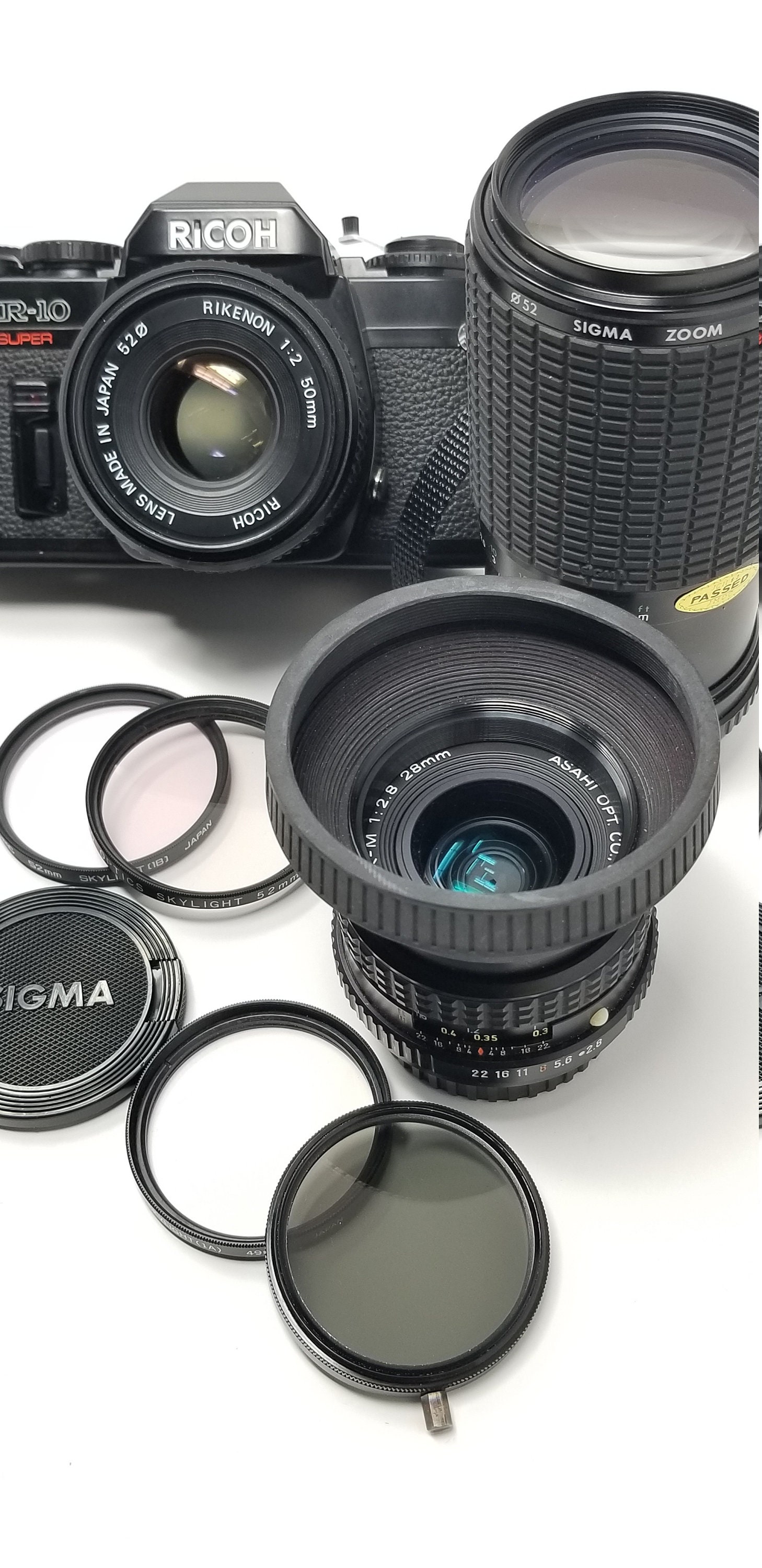 Classic RICOH KR-10 Super 35mm SLR Camera W Rikenon 100mm, 50mm