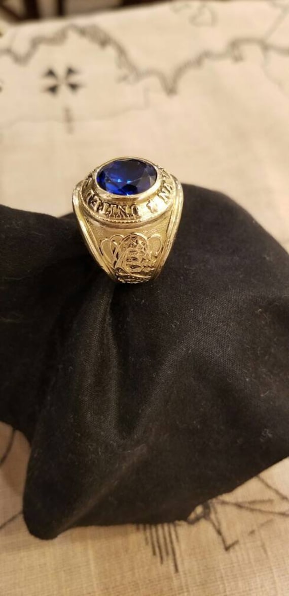 1965 Gold US Navy (USN) "Pride" Honor Ring, Sapphi