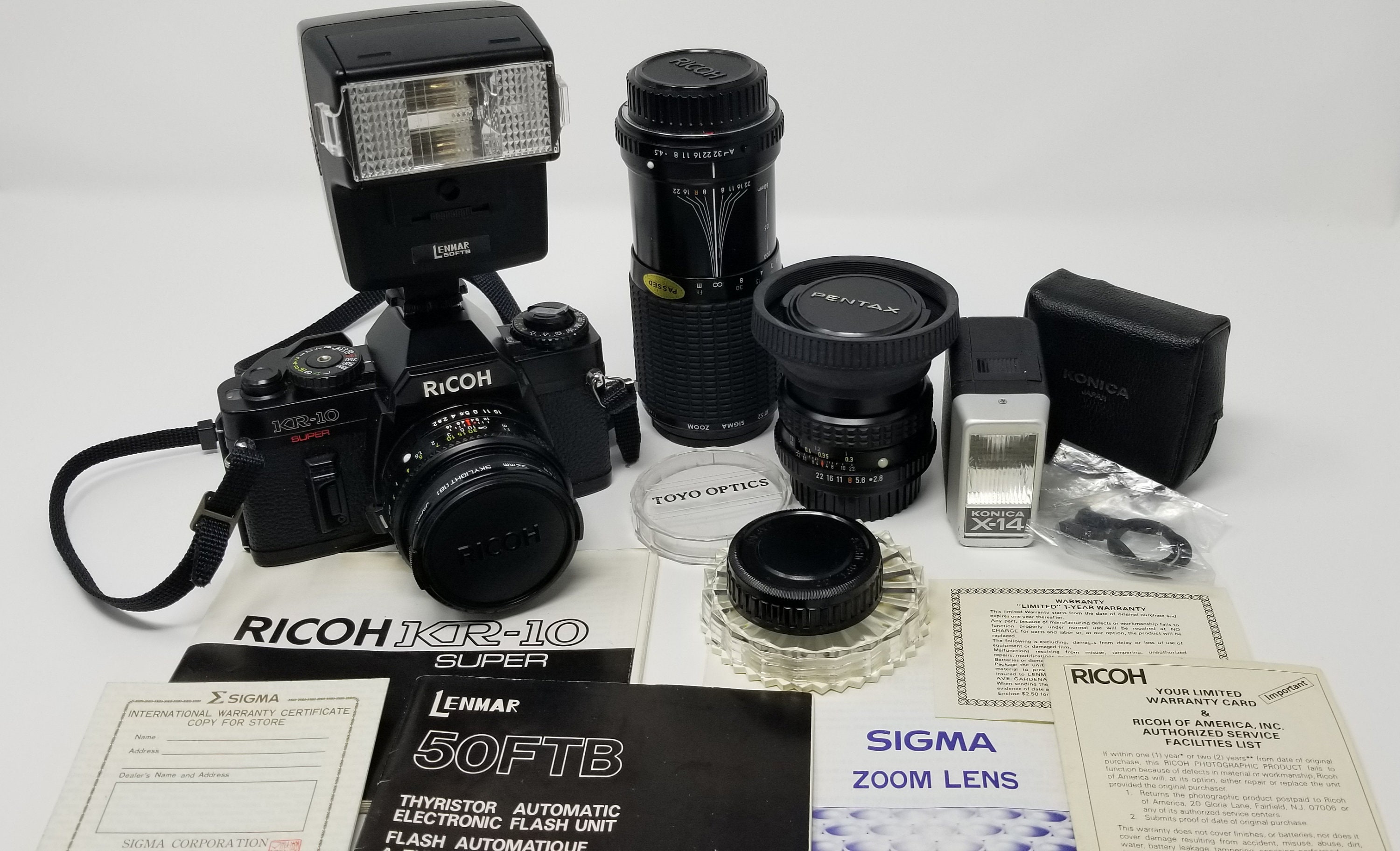 Classic RICOH KR-10 Super 35mm SLR Camera W Rikenon 100mm, 50mm