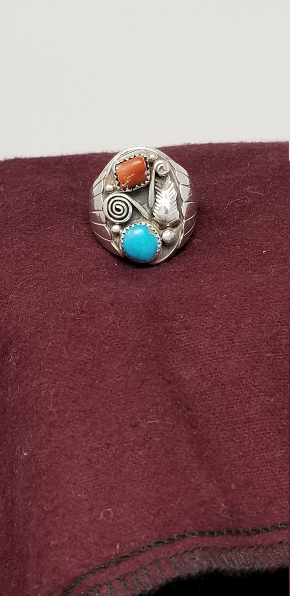 1960's Southwestern Solid Silver and Turquoise St… - image 3