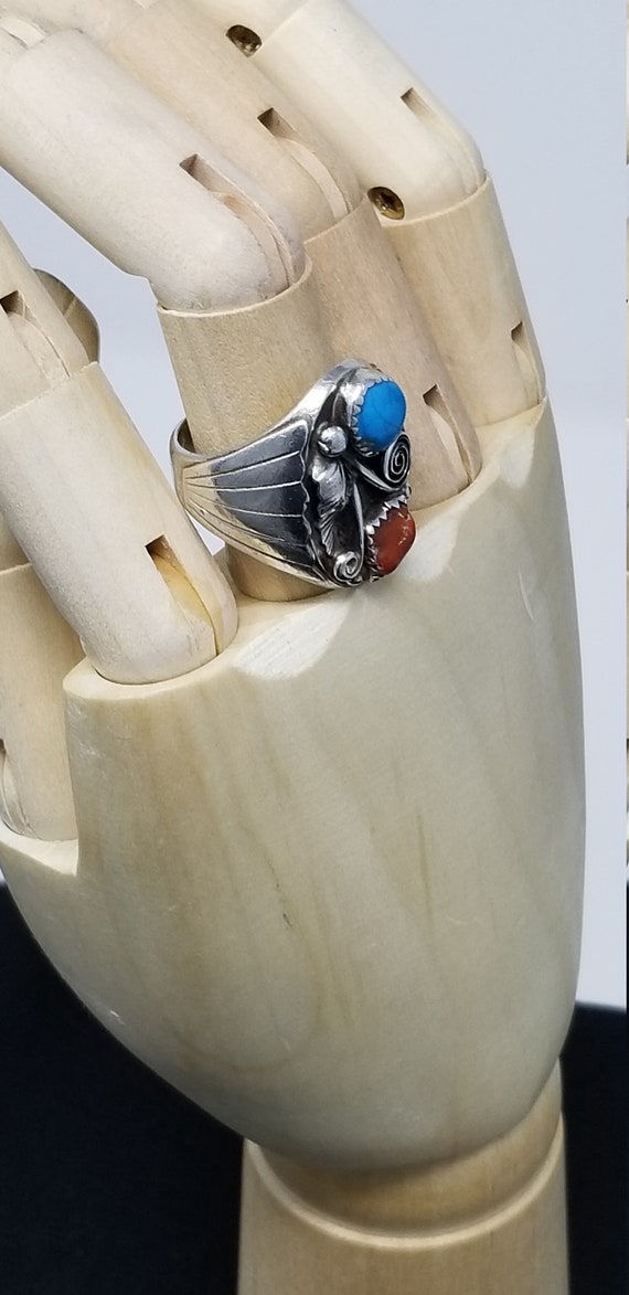 1960's Southwestern Solid Silver and Turquoise St… - image 10