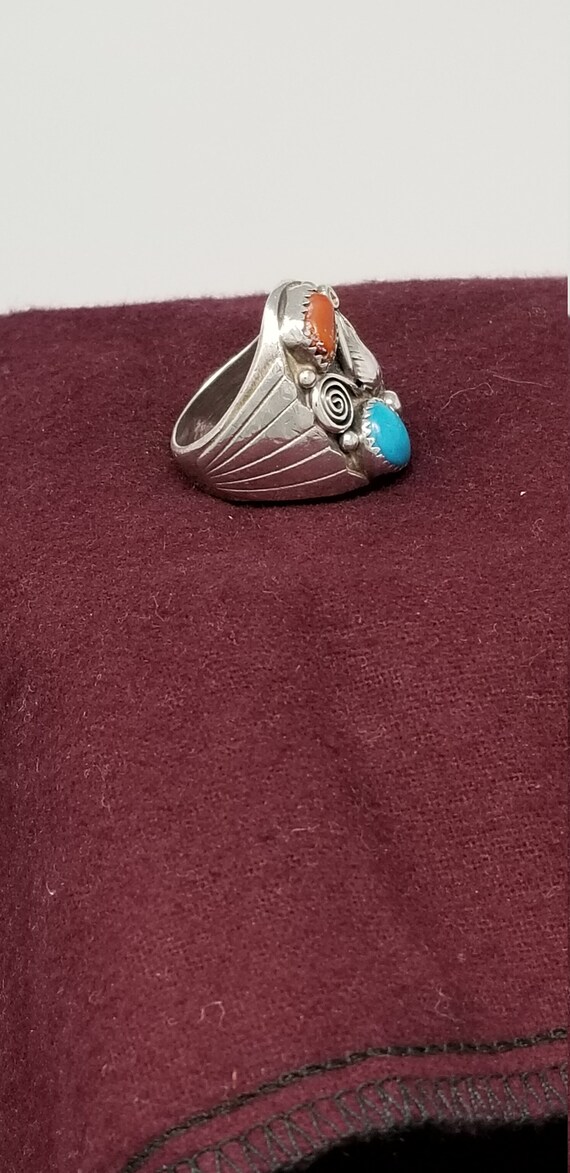 1960's Southwestern Solid Silver and Turquoise St… - image 4