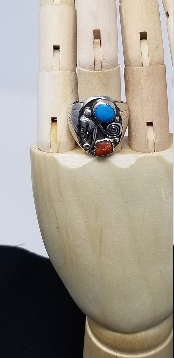 1960's Southwestern Solid Silver and Turquoise St… - image 9