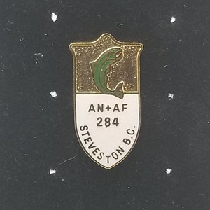 1980s Army Navy & Air Force Steveston, British Columbia, Canada Salmon Lapel / Hat Enamel Pin - Vintage