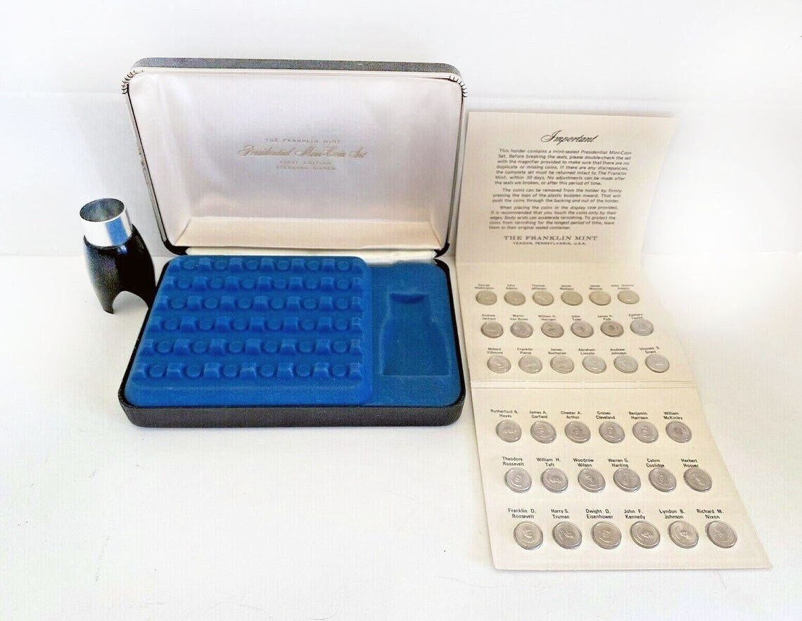 1970 Franklin Mint Presidential Sterling Silver 37-coin Set. First