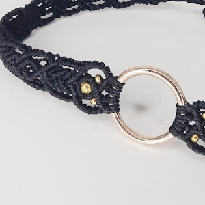 Classic Gold Choker, macramé choker, macramé jewelry, black choker, alternative jewelry, gothic jewelry, gothic choker, o-ring choker