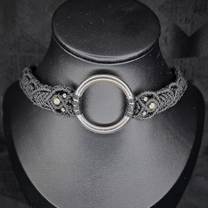 Classic Black Choker, macrame jewelry, macrame choker, choker, handmade jewelry, gifts for her, punk choker, gothic choker, goth collar