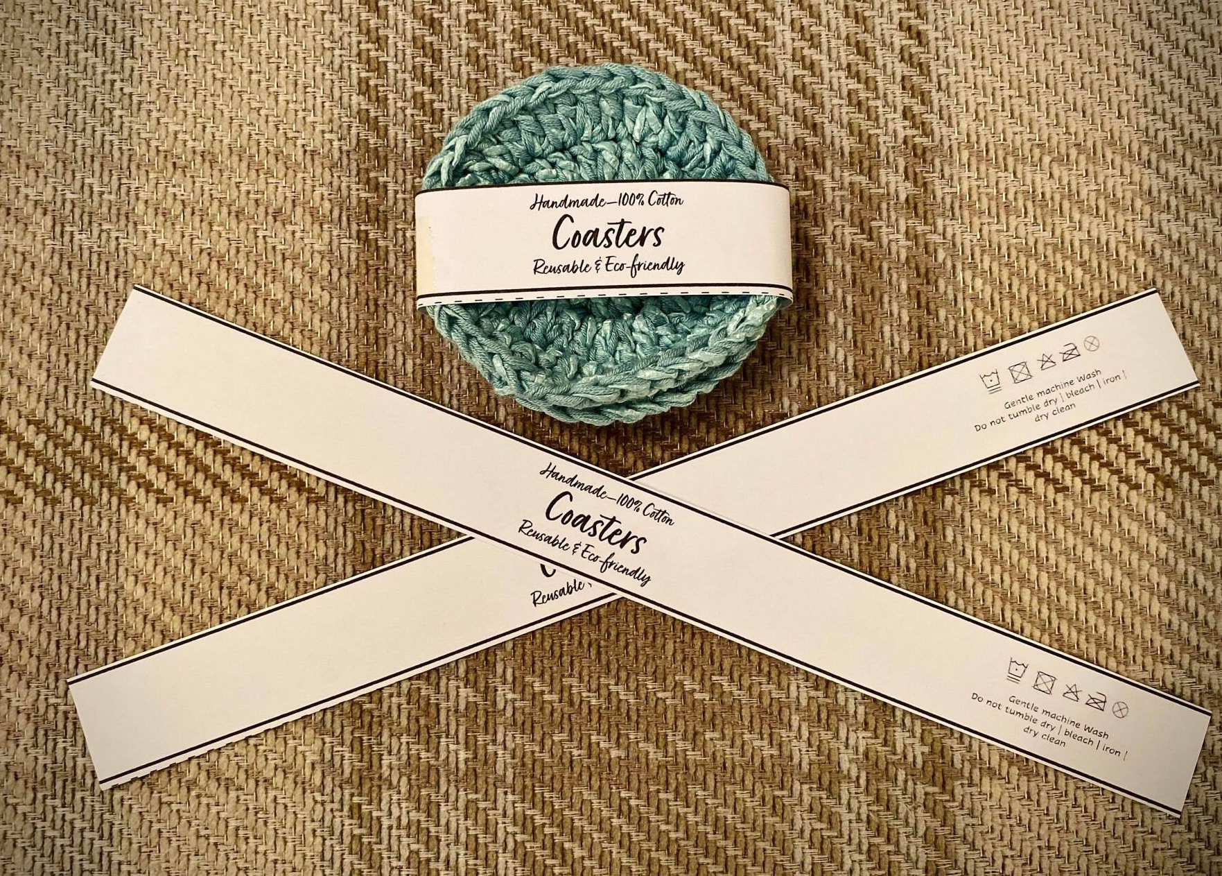 PRINTABLE Rectangle Coaster Wrap Labels, Handmade Crochet Knitting Tags ...