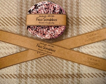 PRINTABLE Rectangle Face Scrubbies Wrap Labels, Handmade Crochet Knitting Tags, Craft Fair Prep, A4 PDF