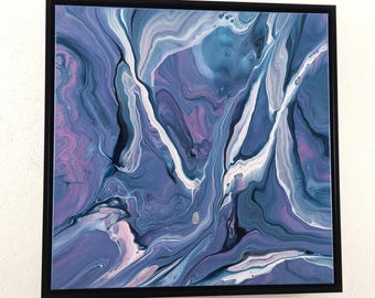 Through the Glass - Abstract Blue and Silver Acrylic Painting