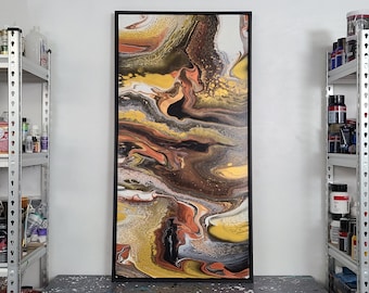 Metallic Swipe Series - Gorgeous Acrylic Hand Made Original Artwork by Molly's Artistry 24 inch x 48 inch framed Canvas.
