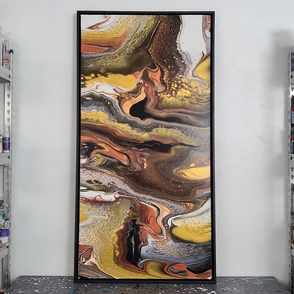 Metallic Swipe Series - Gorgeous Acrylic Hand Made Original Artwork by Molly's Artistry 24 inch x 48 inch framed Canvas.