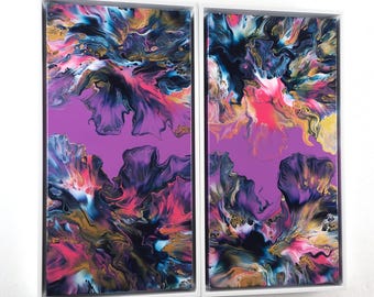 Looking Through - Acrylic Abstract Diptych
