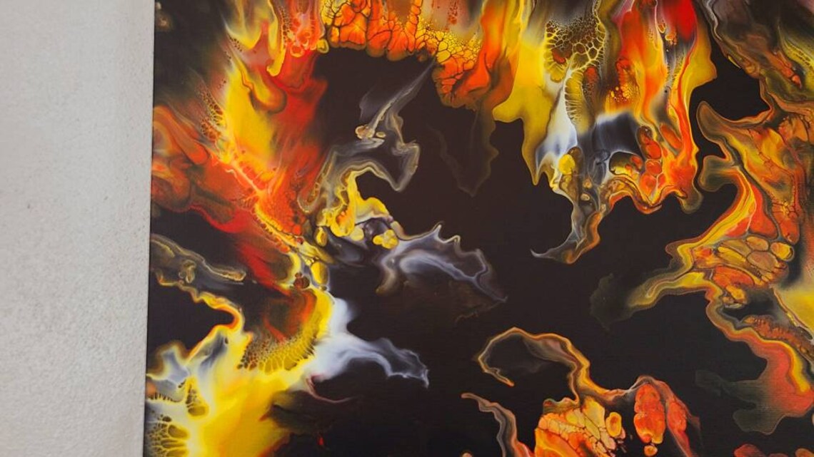 Inferno 16x20 in fluid abstract art by Molly's Artistry Etsy