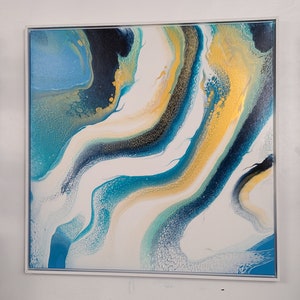 Nautical Themed Swipe - Gorgeous Acrylic Hand Made Original Artwork by Molly's Artistry 36 inch x 36 inch framed Canvas.