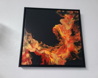 Abstract Acrylic Painting - Dancing Dragon - 20 inch by 20 inch Framed Artwork by Molly's Artistry