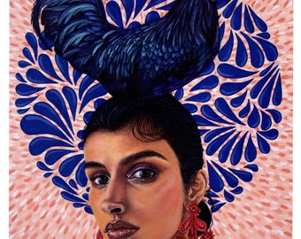 El Gallo - Druck, mexikanische Kunst, La Loteria