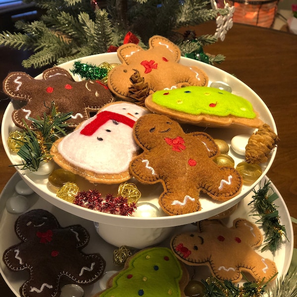 Christmas Felt Cookie Assortment,Bowl Fillers, Tiered Tray Decor, Gingerbread Decorations