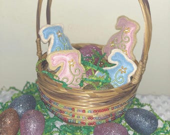 Felt Easter Bunny Cookies, Pastel Spring Decor, Play Treats