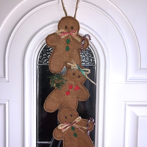 Felt Gingerbread Cookie Door Hanger- Approximately 15 1/2 inches tall by 5 inches wide