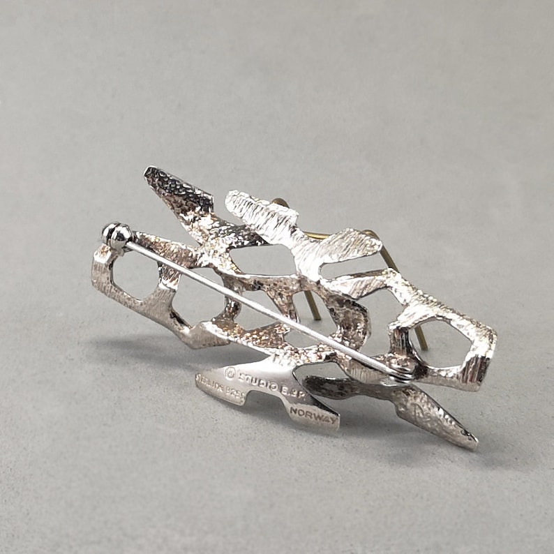 Vintage silver brooch Else Paul Berntsen Hughes sterling brutalist brooch pin from Norway 1960 1970 Studio E/&P