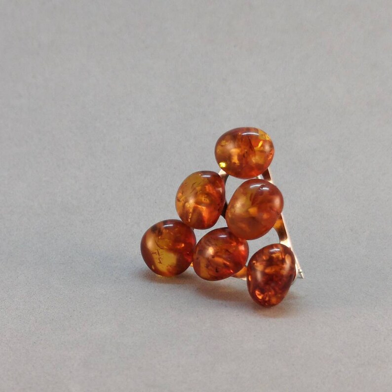 Amber bead silver brooch from Germany Fischland vintage silver brooch Fischlandschmuck