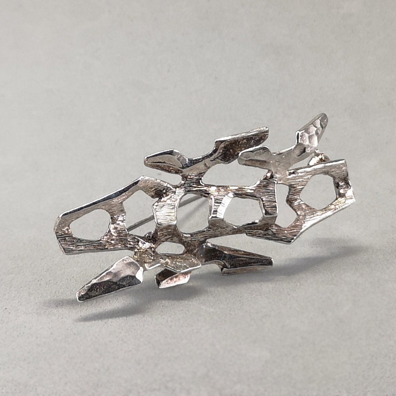 Vintage silver brooch Else Paul Berntsen Hughes sterling brutalist brooch pin from Norway 1960 1970 Studio E/&P
