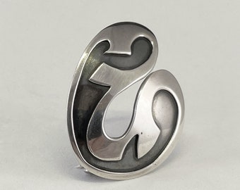 GeKå | GK Kaplan, Vintage silver brooch - 1960, abstract modernist, midcentury Swedish design