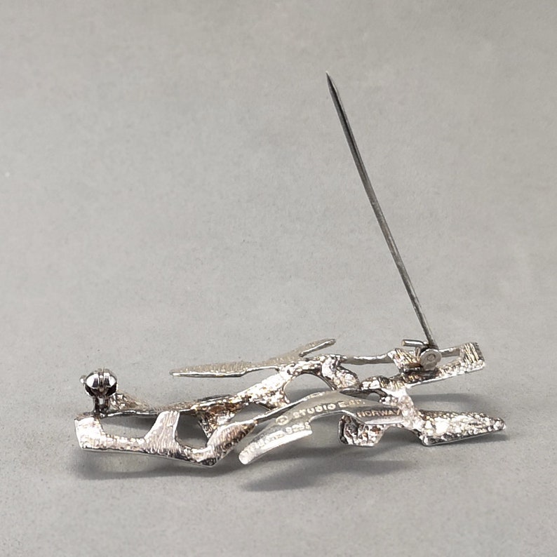 Vintage silver brooch Else Paul Berntsen Hughes sterling brutalist brooch pin from Norway 1960 1970 Studio E/&P
