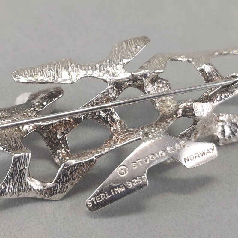 Vintage silver brooch Else Paul Berntsen Hughes sterling brutalist brooch pin from Norway 1960 1970 Studio E/&P