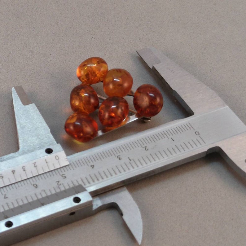 Amber bead silver brooch from Germany Fischland vintage silver brooch Fischlandschmuck
