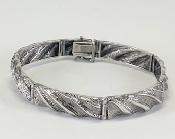 Vintage silver panel bracelet | Mid century brutalist sterling bracelet