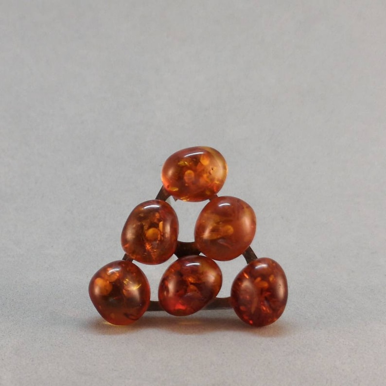 Amber bead silver brooch from Germany Fischland vintage silver brooch Fischlandschmuck