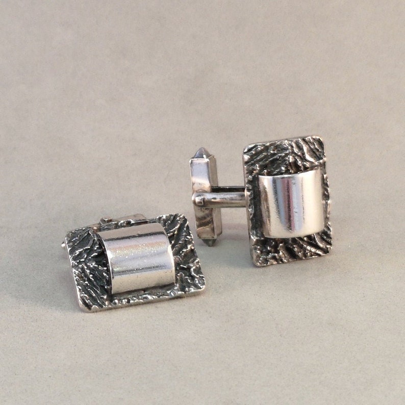 Vintage silver cufflinks Heavy brutalist cufflinks by Swedish jeweler Peter Schutz