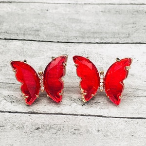 Red butterfly earrings clearance