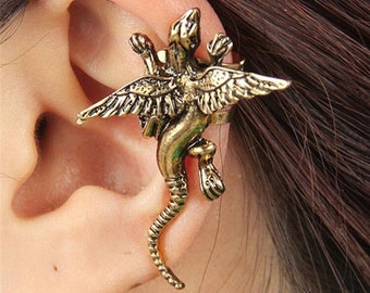 Vintage Dragon Ear Cuff / Gold Dragon Ear Clip No Pierce / Sliver Dragon Ear Clip for Right Ear/ Statement Dragon Ear jewelry