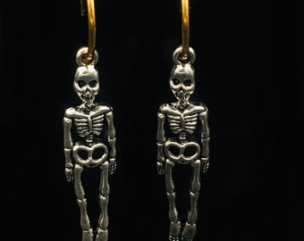 Orecchini Lunghi A Teschio Gotico – Argento – Pendenti Scheletro Per Halloween – Gioielli Dark Fantasy - 3