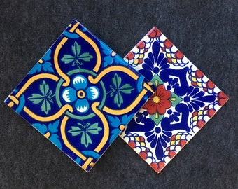 Mexican Tile Coaster Trivet/ Talavera Coaster / 6x6 inch/Hand-painted 6 X 6 inch Mexican Tile Coaster