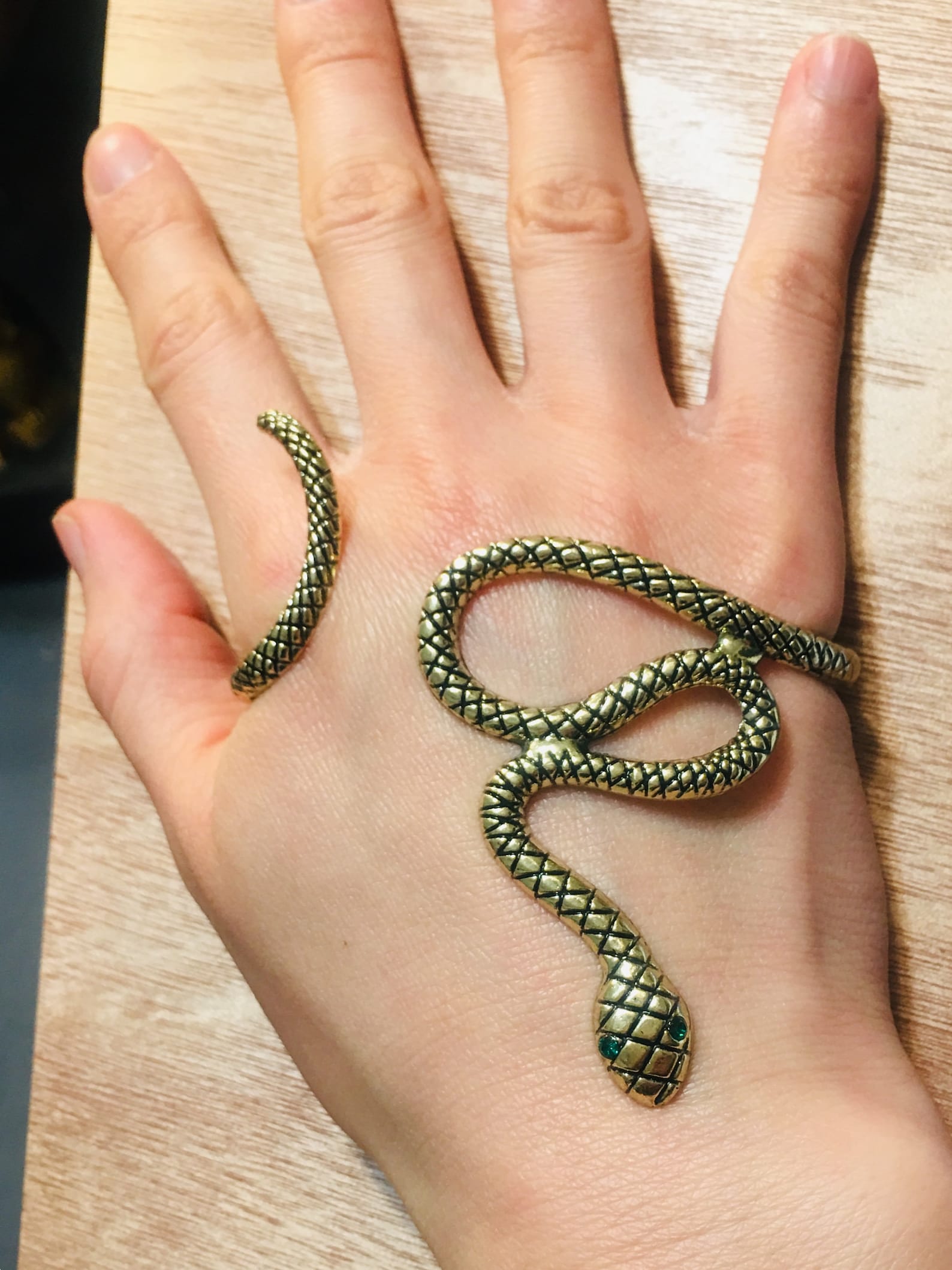 Snake Bracelet With Emerald Eyes/ Snake Palm Cuff/ Snake Palm Etsy