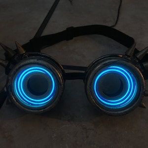 Glowing Steampunk Goggles / Gold Spikey Light Up Cyberpunk X-Ray Goggles / Cosplay Goggles / For EDM, Rave, Music Festival / Neon Effect image 3