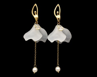 Golden Ballerina Dangle Earrings - Gold-Toned Figurine Lady Dancer with Pearl Statement Earrings | Perfect Gift for Women