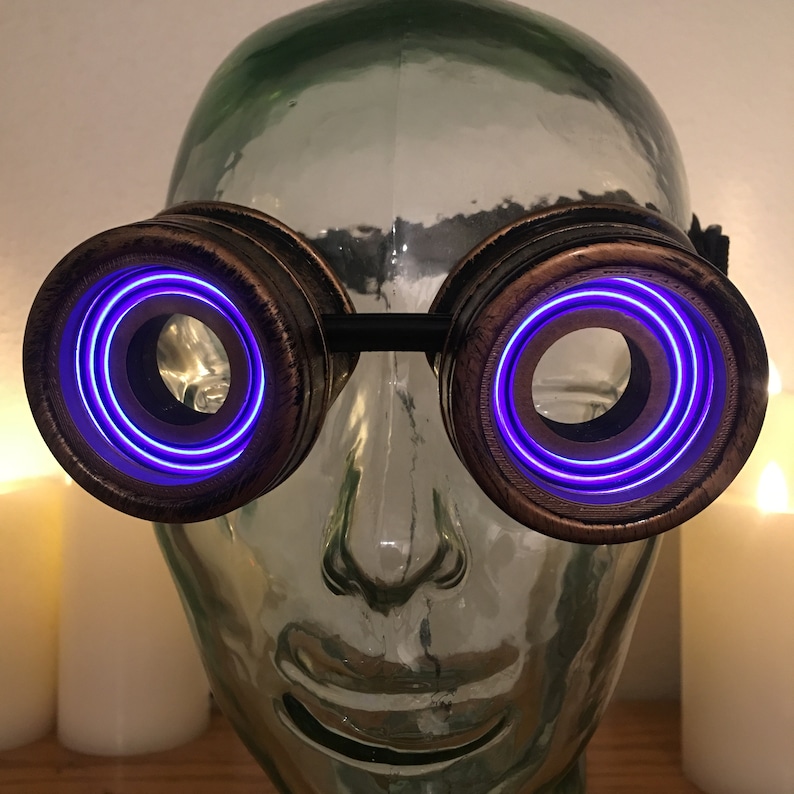 Glowing Steampunk Goggles / Gold Cyberpunk Xray Goggles / Etsy