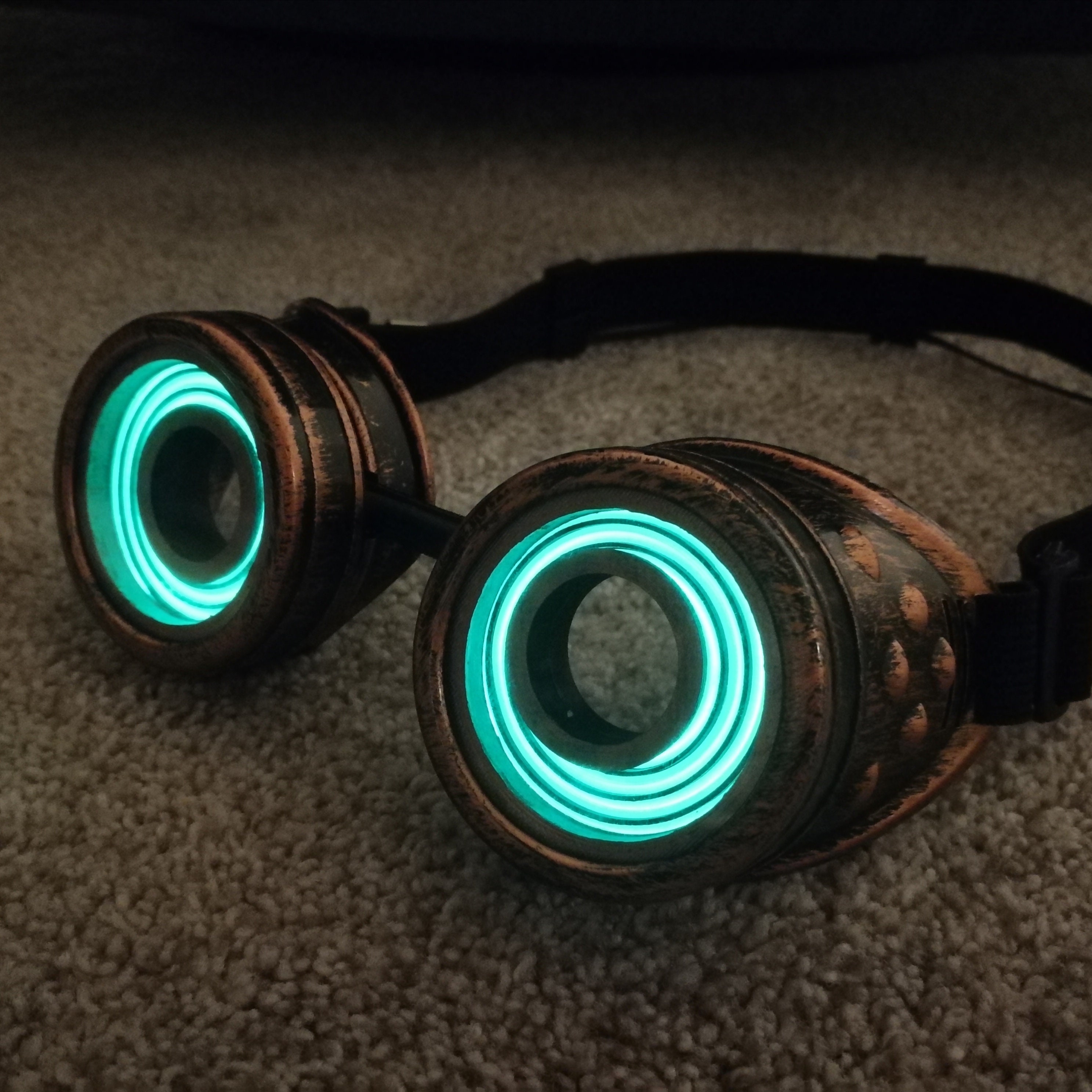 Glowing Steampunk Goggles / Copper Cyberpunk XRay Goggles / Etsy