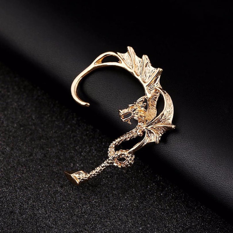 Golden Dragon Ear Cuff or Dangle Earring Etsy